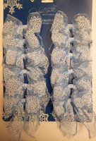 Jaclyn Smith 12 Wired Decorative Holiday Christmas Bow Collection Baby Blue White Silver Trim Christmas Tidings