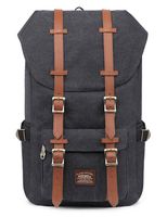 KAUKKO Laptop Outdoor Backpack Travel Hiking Camping Rucksack Casual College Daypack Fits 15" (Canvas Black)