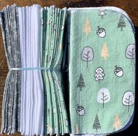Cloth Baby Wipes Starter Kit. Set of 3 Dozen Wipes. Re Usable Cloth Wipes. Baby Shower Gifts Ideas. Eco Friendly. Reusable Cloth Napkin. Reusable Dryer Sheets. Trendy Trees and Acorns
