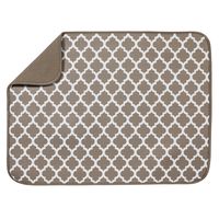 S&T XL Microfiber Dish Drying Mat, 18" x 24", Taupe Trellis