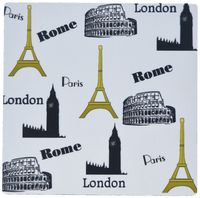 3drose Print of Repeat Pattern of Rome London and Paris Icons with Names - Mouse Pad
