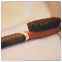 3dRose LLC 8 x 8 x 0.25 Inches Mouse Pad, A Mans Hairbrush Sitting on A Counter in The Bathroom (mp_64948_1)