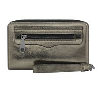 Rebecca Minkoff, Regan Universal Wristlet Case Designer Clutch Wristlet fits Most Smartphones - Cracked Leather Anthracite