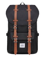 KAUKKO Laptop Outdoor Backpack Travel Hiking Camping Rucksack Casual College Daypack Fits 15" (Nylon Black)
