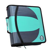 Case-it Dual 2-in-1 Zipper D-Ring Binder, 2 Sets of 1.5-Inch Rings with Pencil Pouch, Mint, DUAL-101-MNT