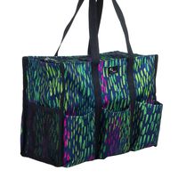 Pursetti Zip-Top Organizing Utility Tote Bag with Multiple Exterior & Interior Pockets for Working Women, Nurses, Teachers and Soccer Moms (Tropical Rain)