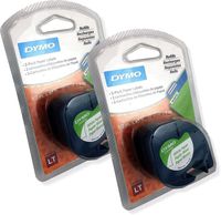 DYMO 10697 LT Tape Cartridge for Dymo LetraTag Label Makers, 1/2-Inch x 13 Feet, Black on White, Blister of 2 Cartridges, Pack of 2 Blisters