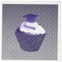3dRose Graduation Cap and Diploma on Cupcake with Damask Background, Purple - Greeting Cards, 6 x 6 inches, set of 12 (gc_182742_2)