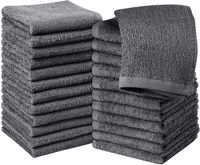 Utopia Towels Cotton Grey Washcloths Set - 100% Ring Spun Cotton, Premium Quality Flannel Face Cloths, Highly Absorbent and Soft Feel Fingertip Towels (Pack of 24)