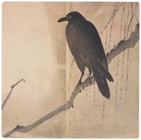 3dRose LLC 8 x 8 x 0.25 Inches Mouse Pad, Image of Black Bird on Branch Drawing (mp_179454_1)