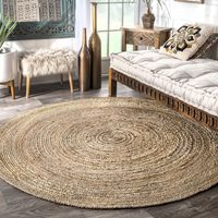 nuLOOM Rigo Hand Woven Jute Area Rug, 7' Round, Natural
