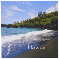 3dRose LLC 8 X 8 X 0.25 Inches Mouse Pad Print of Black Sand Beach with Palms on Hawaii (Mp_182543_1)