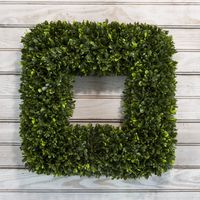 Pure Garden Artificial Tea Leaf-UV Resistant Greenery Square Wreath Wall Décor, 17", Green
