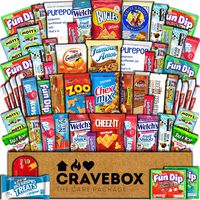 CraveBox Care Package (60 Count) Snacks Food Cookies Chocolate Bar Chips Candy Ultimate Variety Gift Box Pack Assortment Basket Bundle Mix Bulk Sampler Treats College Students Final Exam Office Easter