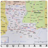 3dRose LLC 8 x 8 x 0.25 Inches Mouse Pad, Print of Louisiana Cities and State Map (mp_184597_1)