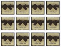 3dRose Brown Satin Bow on Gold Thank You - Greeting Cards, 6 x 6 inches, set of 12 (gc_16363_2)
