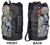 Fitdom Heavy Duty XL Soccer Mesh Equipment Ball Bag w/Adjustable Shoulder Strap Design for Coach. with an Over-Sized Front Pocket for Sporting Accessories. Best for All Outdoor & Water Gears