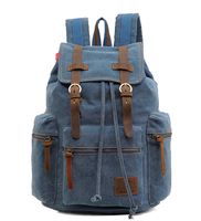 Vintage Canvas Leather Backpack AUGUR Laptop School Hiking Bag Bookbag for Men