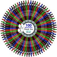 "Thank You" Greeting Gift Stylus Pens For TouchScreen Devices - 2 in 1 Multifunction Pen - Compatible With Tablets, iPads, iPhones 100 Pack