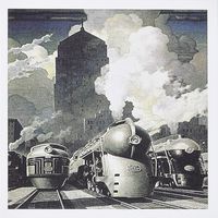 3dRose Image of Steam trains on textured poster - Greeting Cards, 6 x 6 inches, set of 12 (gc_163633_2)