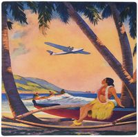 3dRose LLC 8 x 8 x 0.25 Inches Mouse Pad, Image of Hawaiian Airline with Hula Girl and Palms (mp_163611_1)