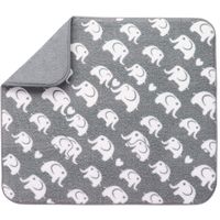 STS 524401 Reversible Baby Bottle Drying Mat - 16 Inch x 18 Inch, Grey Elephant Print