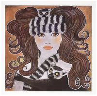 3dRose Stylized art Lemurs wild animal Madagascar Woman hat whimsical pastel painting - Greeting Cards, 6 x 6 inches, set of 12 (gc_23279_2)