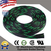 10 FT 3/8" 9mm Black Green Expandable Wire Cable Braided Sleeving Sheathing Loom Tubing US