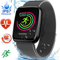 Fitness Tracker Smart Watch - IP67 Waterproof with Heart Rate Blood Pressure Monitor for Men Women Activity Tracker Sport Outdoor Pedometer Calorie Swim Run Sync SMS Music Birthday Gifts