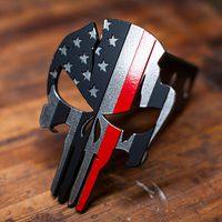 Subdued American Warrior - Thin Red Line - Punisher Trailer Hitch Cover - Kempter Kustoms