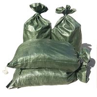 Intock Sandbags | Military Grade Empty Dark Green Woven Polypropylene Heavy Duty Sand Bags | With Strong Drawstring Closure Ties | 4000 Hrs Of UV Protection | 14" x 26" Size | 50 Lbs Capacity | 20 Pcs
