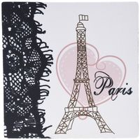 3dRose LLC 8 x 8 x 0.25 Inches Mouse Pad, Paris Eiffel Tower with Heart and Black Lace (mp_162268_1)