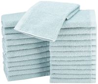 AmazonBasics Terry Cotton Washcloths - Pack of 24, Ice Blue