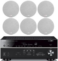 Yamaha 7.2-Channel Wireless Bluetooth 4K Network A/V Wi-Fi Home Theater Receiver + Boston Acoustics 5-1/4" 2 Way High-Performance Natural Surround Sound in-Ceiling Speaker System (Set of 6)
