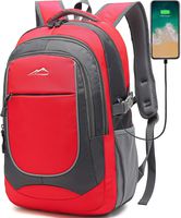 Backpack Bookbag for School Student College Business Travel with USB Charging Port Fit Laptop Up to 15.6 Inch Night Light Reflective Anti Theft (Red)