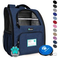 PetAmi Deluxe Pet Carrier Backpack for Small Cats and Dogs, Puppies | Ventilated Design, Two-Sided Entry, Safety Features and Cushion Back Support | for Travel, Hiking, Outdoor Use (Heather Navy)
