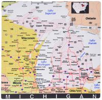3dRose Image of Michigan Map with Cities and Roads in Exotic Colors Mouse Pad (mp_174492_1)