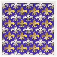 3dRose Gold and Silver Colored Fleur De Lis Pattern Royal Purple Background Greeting Cards, Set of 6 (gc_171857_1)