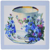 3dRose 8 x 8 x 0.25 Inches Mouse Pad, Vintage English Tea Cup with Flowers in Blue Frame (mp_100804_1)