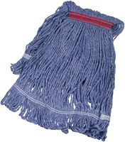 AmazonBasics Loop-End Synthetic Commercial String Mop Head, 1.25 Inch Headband, Medium, Blue, 6-Pack