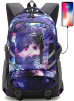 ProEtrade Backpack Bookbag for School College Student Travel Business with USB Charging Port (Galaxy Color B)