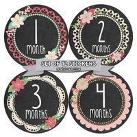 Months in Motion Baby Monthly Stickers - Baby Milestone Stickers - Newborn Girl Stickers - Month Stickers for Baby Girl - Baby Girl Stickers - Newborn Monthly Milestone Stickers