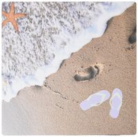 3dRose LLC 8 x 8 x 0.25 Inches Mouse Pad, Print of Footsteps Flip Flops and Starfish Near Ocean - (mp_182516_1)