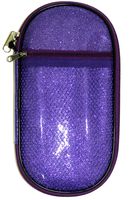 Inkology Oval Glitter Multi Compartment Pencil Pouch with Carabineer Clip, 9 x 5 Inches, 6 Pack, Purple, 04169