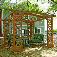 Yardistry Arched Roof Pergola Gazebos with Plinth, Tugboat