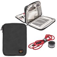 YOSUMO Electronic Travel Organizer with Cable Straps, Case for Cords, USB, iPad mini, Kindle, Computer Charger and Small Tech Gadgets, Grey, for tablets 7.9 Inches.