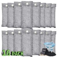 16 Pack Bamboo Charcoal Air Purifying Bag, Activated Charcoal Bags Odor Absorber, Moisture Absorber, Natural Car Air Freshener, Shoe Deodorizer, Odor Eliminators For Home, Pet, Closet (16x50g)