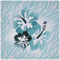 3dRose LLC 8 x 8 x 0.25 Inches Mouse Pad, Aqua Zebra with Teal Hibiscus (mp_119404_1)