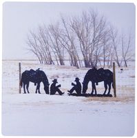 3dRose LLC 8 x 8 x 0.25 Inches Horses and Cowboys Metal Sign Silhouette Mouse Pad (mp_11355_1)