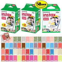 Fujifilm Instax Mini Instant Film - 50 Sheets - with 60 Stick-on Frames Design Package